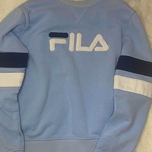 FILA light blue with navy and white accents crewneck